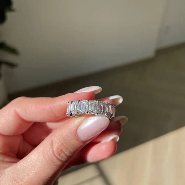 3.49 CTW Round Cut Moissanite Silver Half Eternity Set Wedding Band