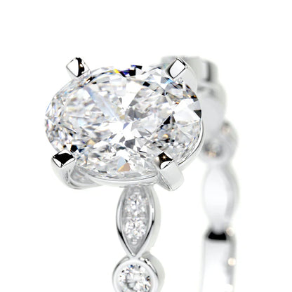 Oval Cut Moissanite Mil Gain Shank Silver Engagement Ring