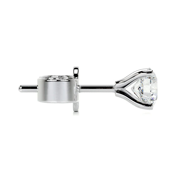 Round Cut Moissanite Silver Earring