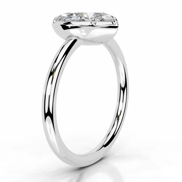 Heart Cut Moissanite Four Prong Set Solitaire Silver Engagement Ring
