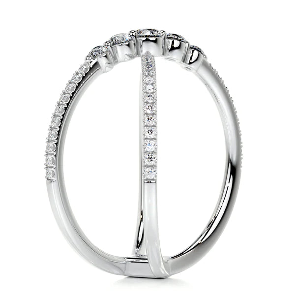 0.42 CTW Round Cut Moissanite Silver Pave Set Wedding Band