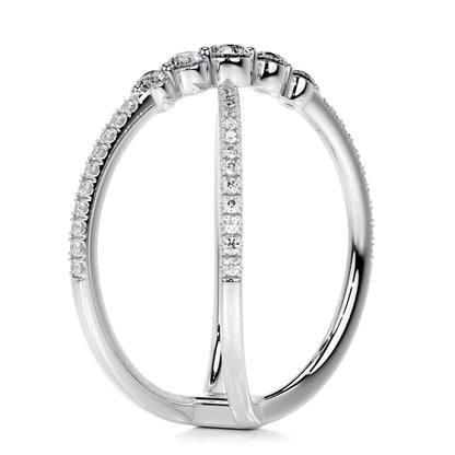 0.42 CTW Round Cut Moissanite Silver Pave Set Wedding Band