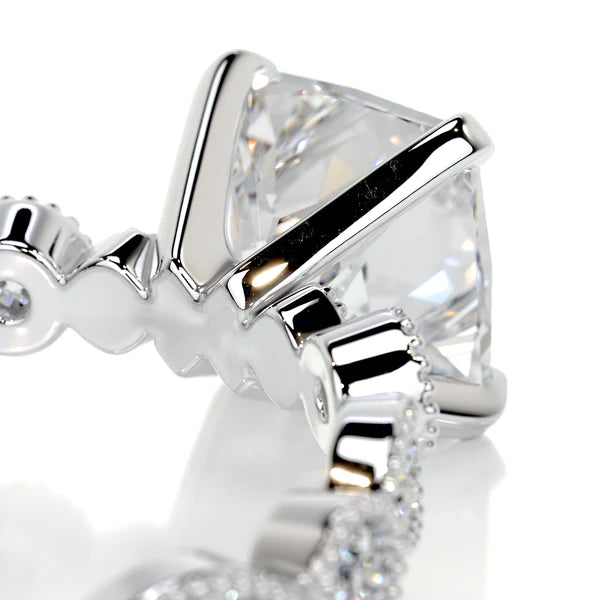 Princess Cut Moissanite Silver Engagement Ring