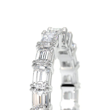 0.88 CTW Emerald Cut Moissanite Silver Full Eternity Set Wedding Band