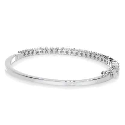 2.5 CTW Round Cut Moissanite Silver Pave Set Bangle