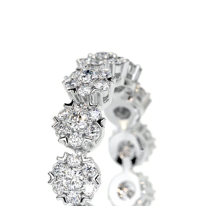 1.30 CTW Round Cut Moissanite Silver Set Wedding Band