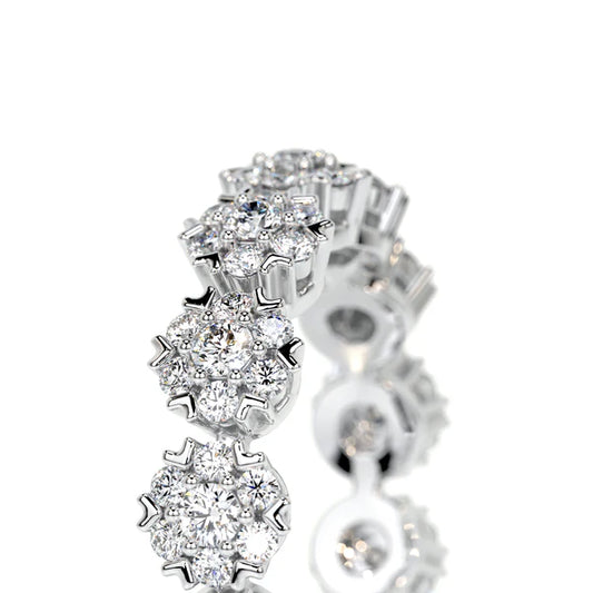 1.30 CTW Round Cut Moissanite Silver Set Wedding Band