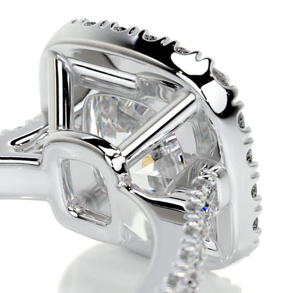 Cushion Cut Moissanite Silver Pave Shank Engagement Ring