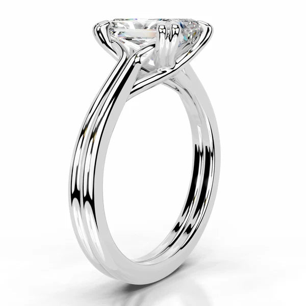Radiant Cut Moissanite Silver Engagement Ring
