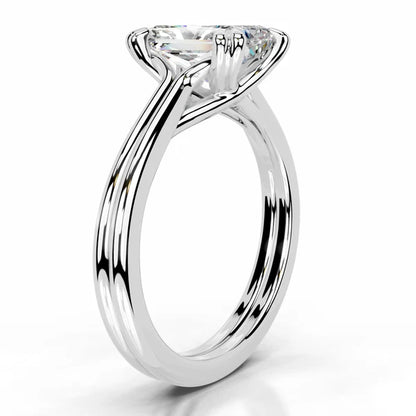 Radiant Cut Moissanite Silver Engagement Ring