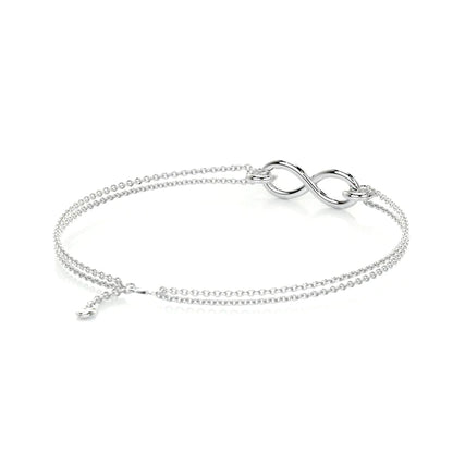 0.3 CTW Round Cut Moissanite Silver Infinity Shape Bracelet
