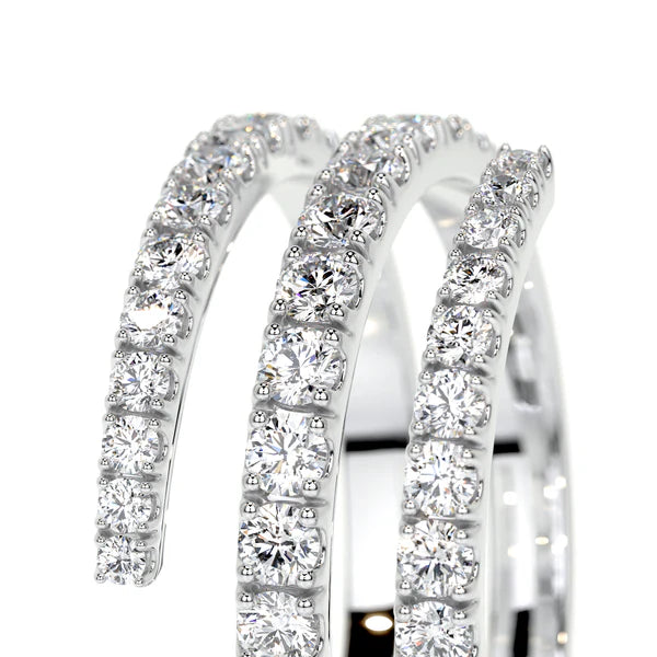 0.84 CTW Round Cut Moissanite Silver Spiral Style Wedding Band