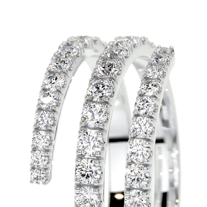 0.84 CTW Round Cut Moissanite Silver Spiral Style Wedding Band