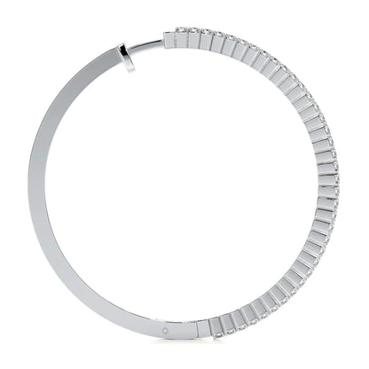 Round Cut Moissanite Silver Hoop Earring