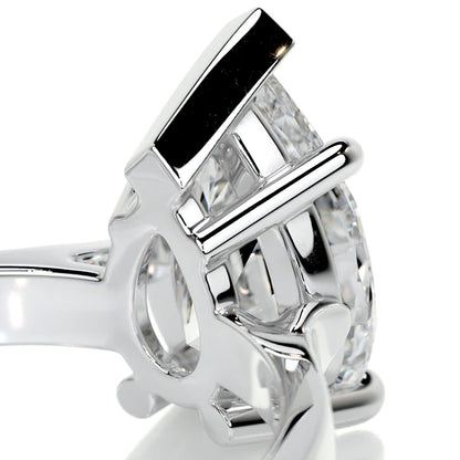 Pear Cut Moissanite Five Prong Set Silver Solitaire Engagement Ring