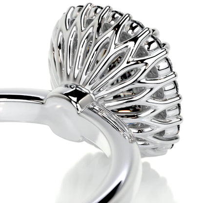 Cushion Cut Moissanite Silver Halo Set Engagement Ring