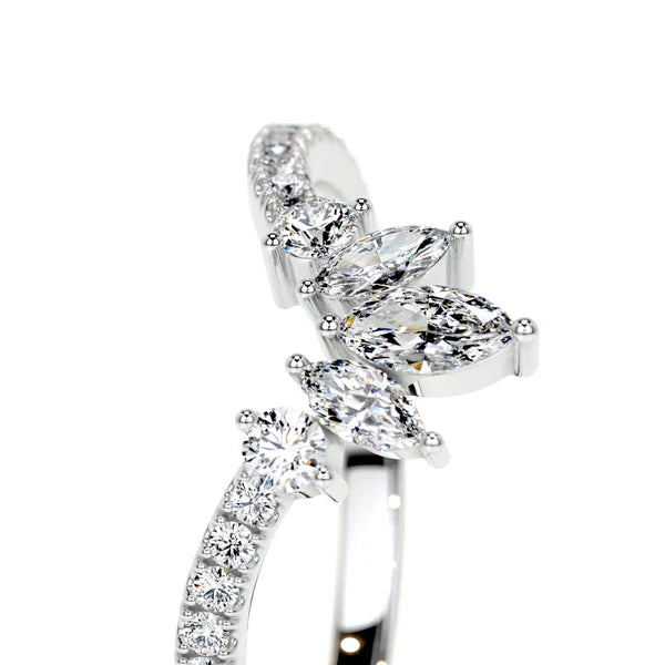 0.5 CTW Round and Marquise Cut Moissanite Silver Wedding Band