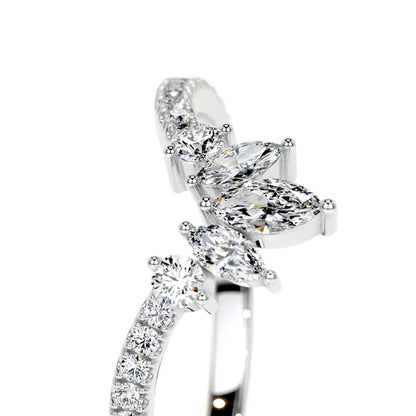 0.5 CTW Round and Marquise Cut Moissanite Silver Wedding Band