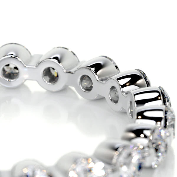 0.98 CTW Round Cut Moissanite Bubble Prong Setting Silver Wedding Band
