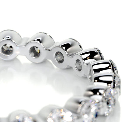 0.98 CTW Round Cut Moissanite Bubble Prong Setting Silver Wedding Band