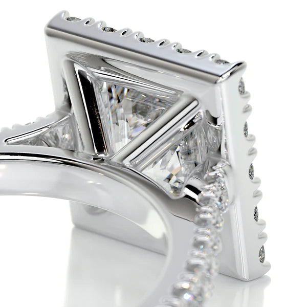 2.18 Ct Princess Cut Moissanite Silver Pave Set Engagement Ring