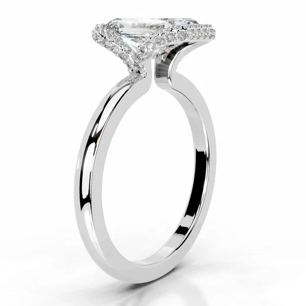 Radiant Cut Moissanite Silver Engagement Ring