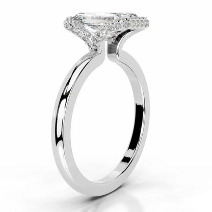 Radiant Cut Moissanite Silver Engagement Ring