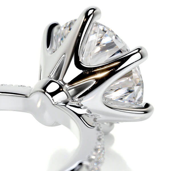 3.0 Ct Round Cut Moissanite Pave Set Silver Engagement Ring