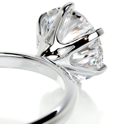 Round Cut Moissanite Six Prong Set Solitaire Silver Engagement Ring