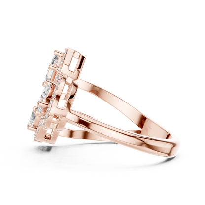 Triple Stone Multi Shape Lab Grown Diamond Halo Ring