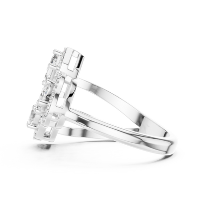 Triple Stone Multi Shape Lab Grown Diamond Halo Ring