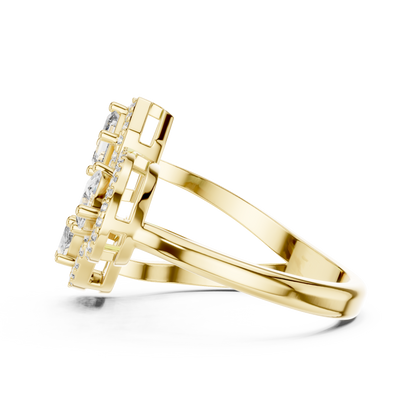 Triple Stone Multi Shape Lab Grown Diamond Halo Ring