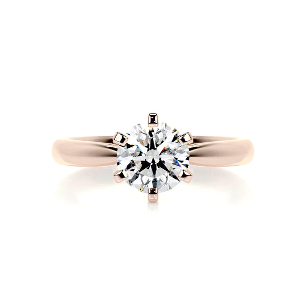 1.0 CT Round Cut Moissanite Solitaire Six Prong Set Engagement Ring