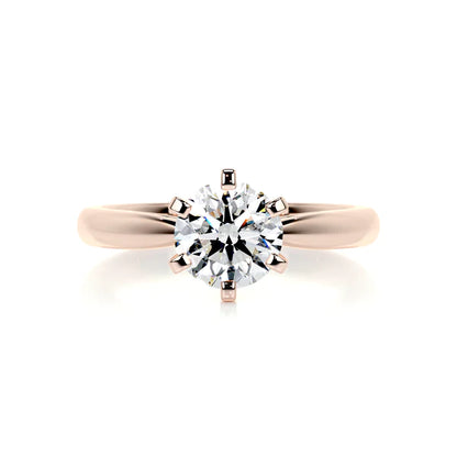 1.0 CT Round Cut Moissanite Solitaire Six Prong Set Engagement Ring
