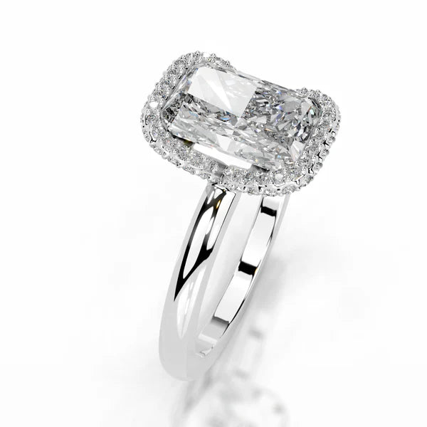 Radiant Cut Moissanite Silver Engagement Ring