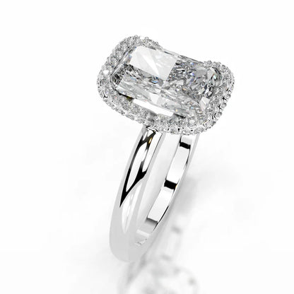 Radiant Cut Moissanite Silver Engagement Ring