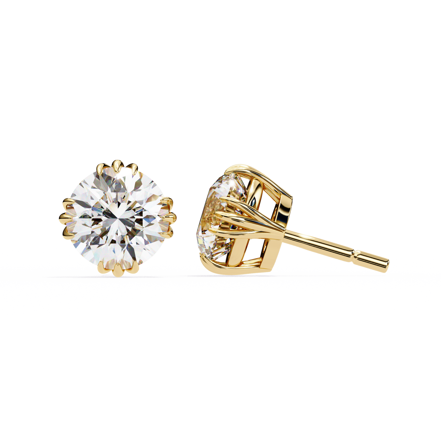 1.4 Ct Round Cut Lab Grown Diamond Stud Gold Earring