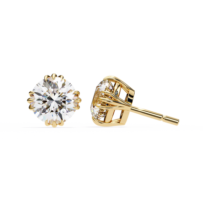 1.4 Ct Round Cut Lab Grown Diamond Stud Gold Earring