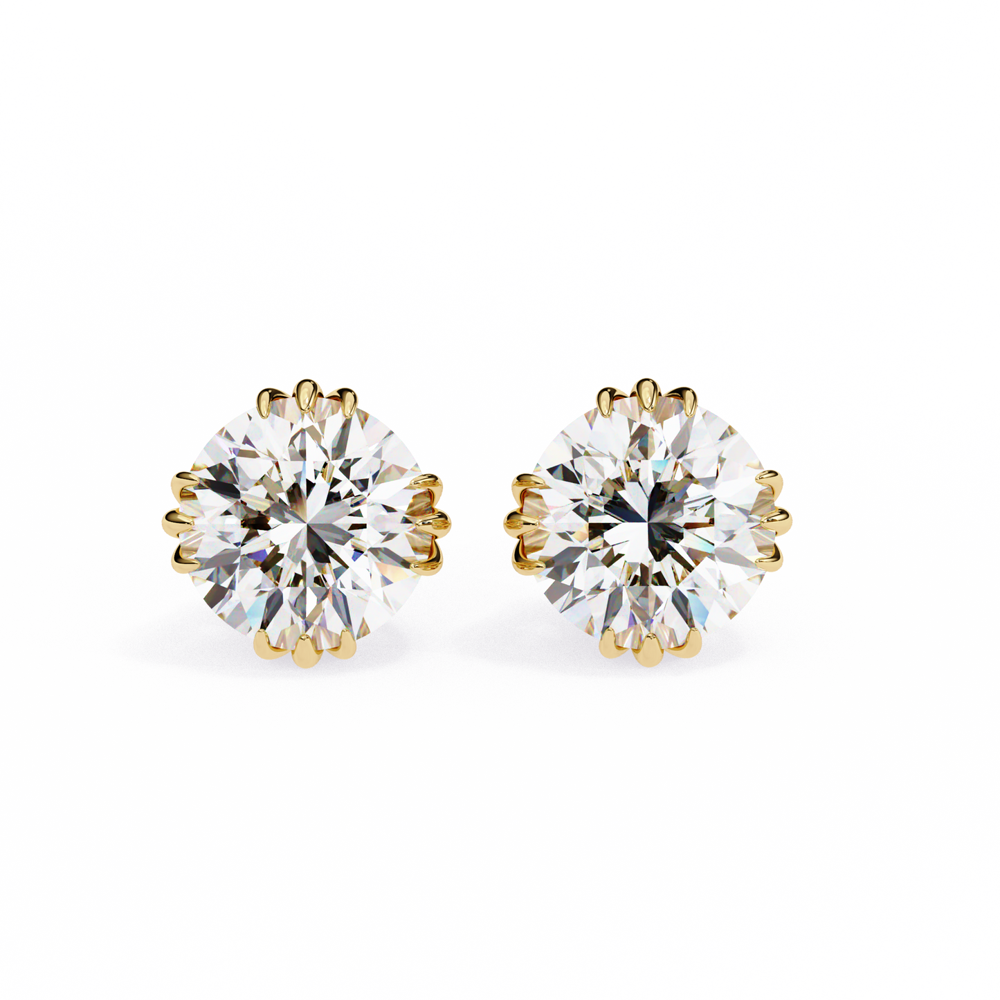 1.4 Ct Round Cut Lab Grown Diamond Stud Gold Earring