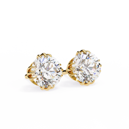 1.4 Ct Round Cut Lab Grown Diamond Stud Gold Earring