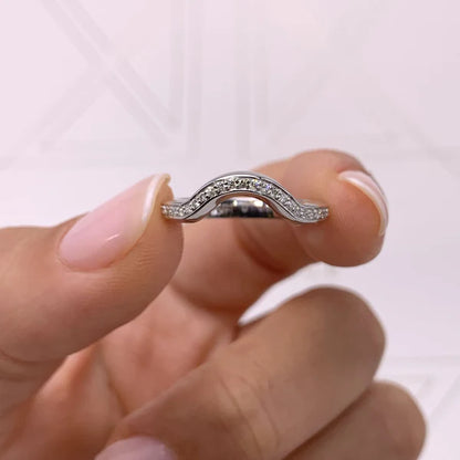 0.39 CTW Round Cut Moissanite Silver Half Eternity Set Wedding Band