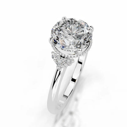 Round Cut Moissanite Silver Engagement Ring