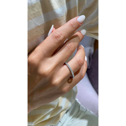 0.31 CTW Round Cut Moissanite Silver Half Eternity Wedding Band