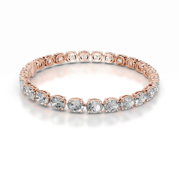 13.0 CTW Oval Cut Moissanite Silver Tennis Set Bracelet