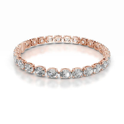 13.0 CTW Oval Cut Moissanite Silver Tennis Set Bracelet
