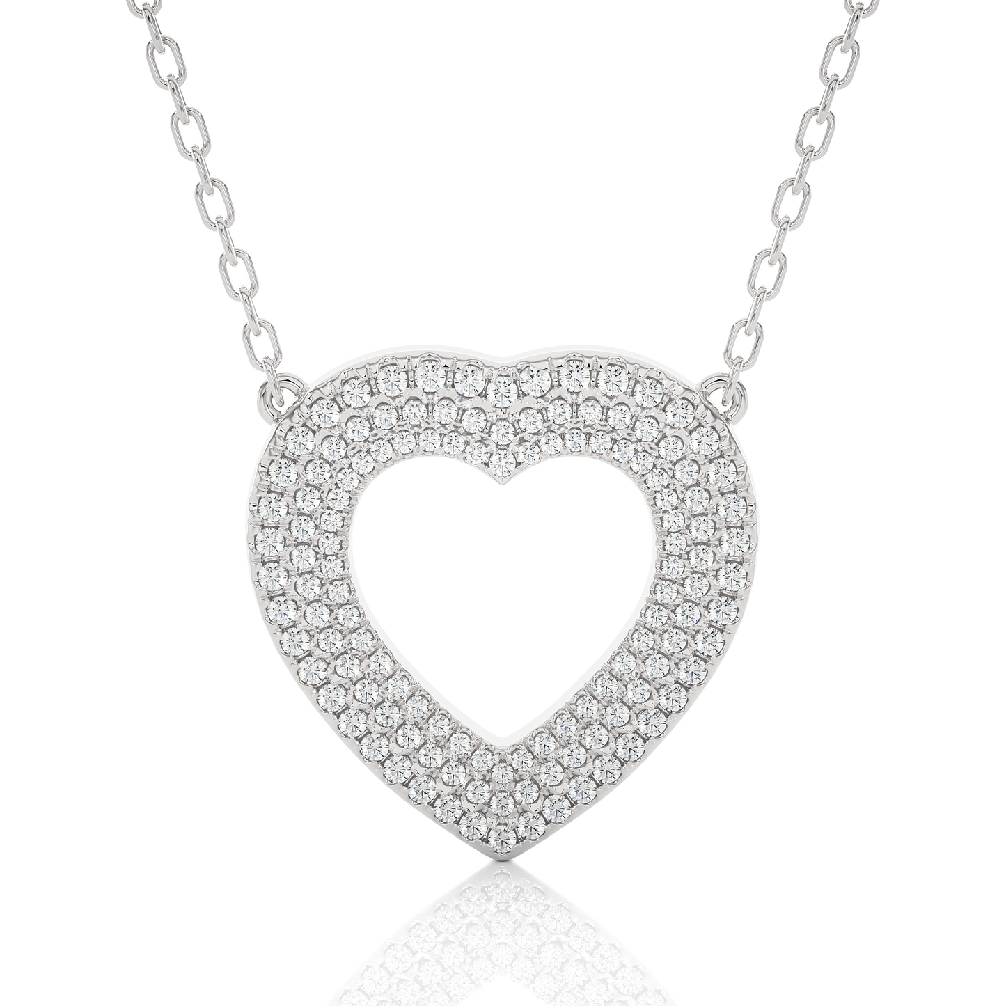 0.73 CTW Round Cut Lab Grown Diamond Heart Shape Micro-pave Pendant