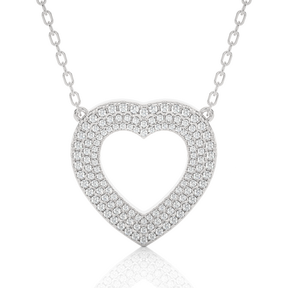 0.73 CTW Round Cut Lab Grown Diamond Heart Shape Micro-pave Pendant