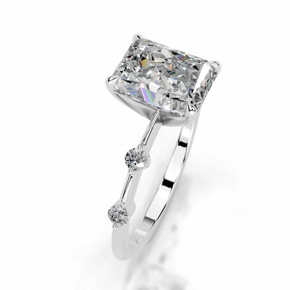 Radiant Cut Moissanite Bubble Prong Setting Silver Set Engagement Ring