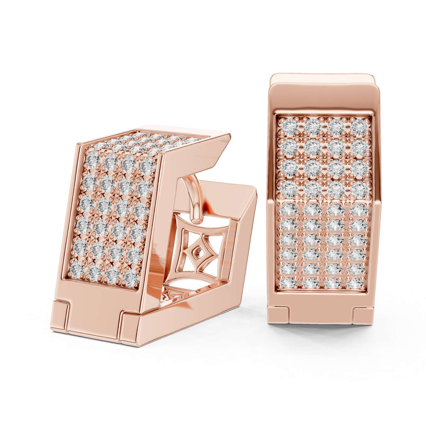 Hexagon Lab Grown Diamond Huggie Hoops in Rose Gold