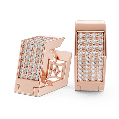 Hexagon Lab Grown Diamond Huggie Hoops in Rose Gold